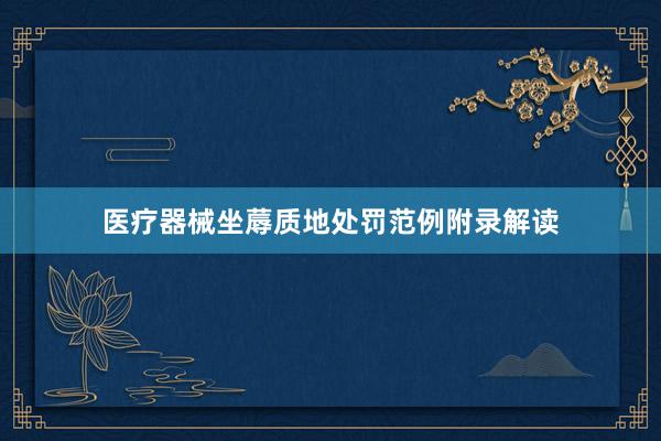 医疗器械坐蓐质地处罚范例附录解读